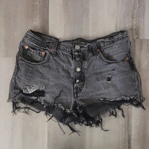 Levi's Charcoal Distressed Jean Shorts size 28
